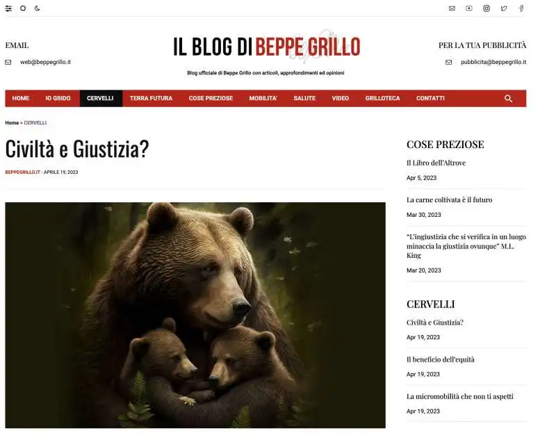 IL POST DEL BLOG DI BEPPE GRILLO SULL ORSA JJ4