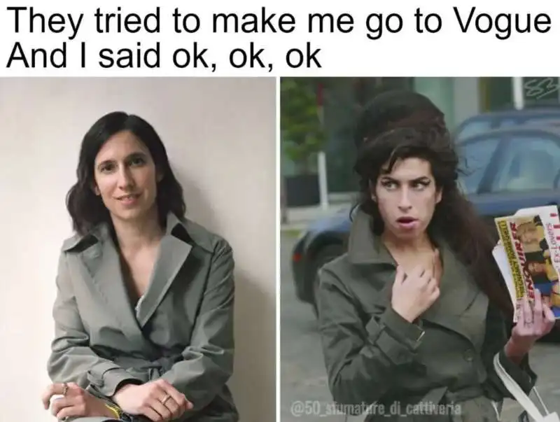 MEME SUL SERVIZIO DI VOGUE SU ELLY SCHLEIN - MEME BY 50 SFUMATURE DI CATTIVERIA