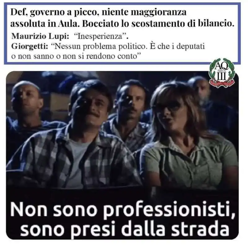 MEME SULLA BOCCIATURA DELLA RISOLUZIONE SULLO SCOSTAMENTO DI BILANCIO 