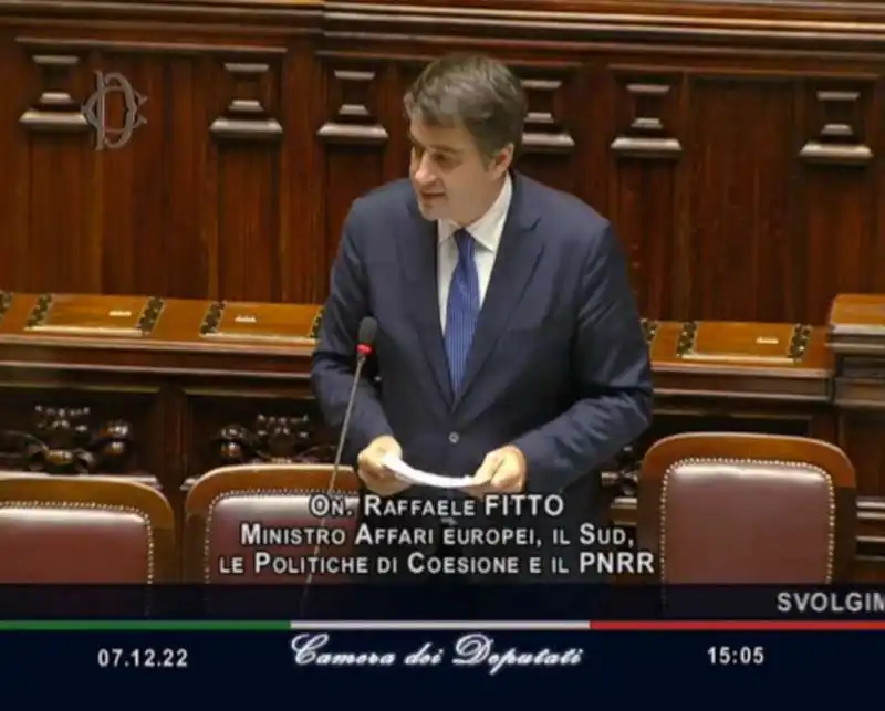 RAFFAELE FITTO ALLA CAMERA ALLA DISCUSSIONE SUL DL PNRR