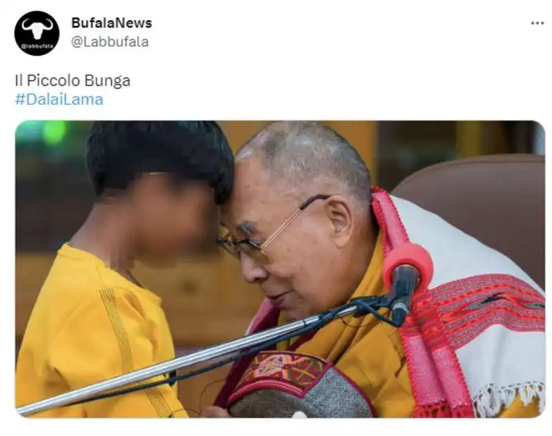 tweet sul dalai lama che si fa succhiare la lingua da un bambino   4