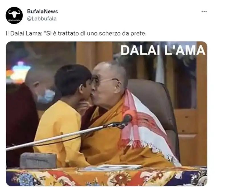 tweet sul dalai lama che si fa succhiare la lingua da un bambino   5