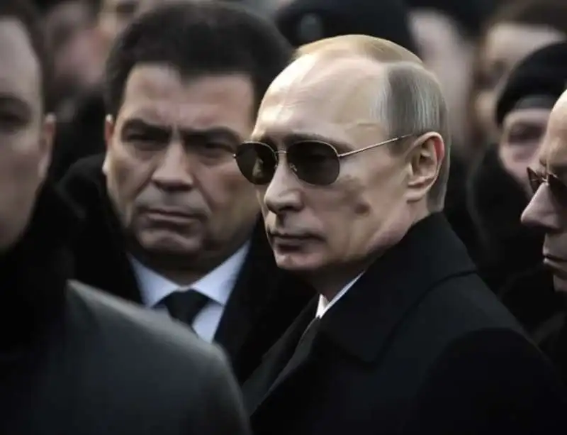 vladimir putin ai funerali di silvio berlusconi   foto creata con l intelligenza artificiale da claudio riccio 