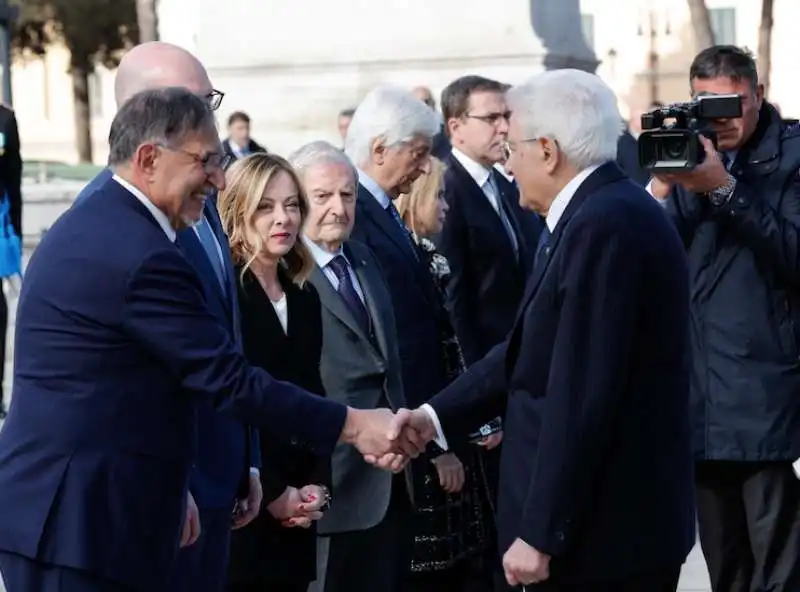 ignazio la russa   giorgia meloni   augusto barbera   sergio mattarella   25 aprile 2024   altare della patria