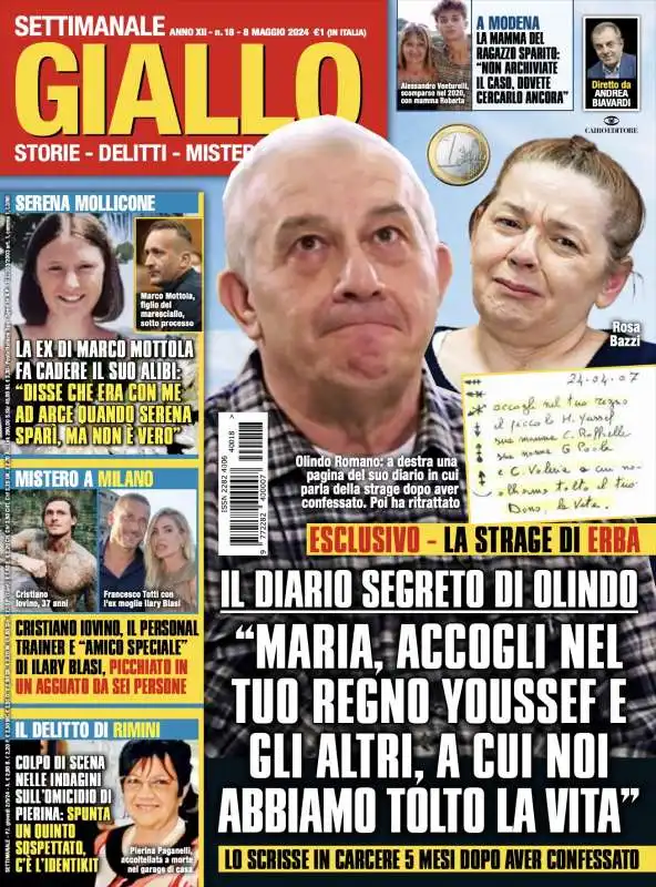 IL DIARIO SEGRETO DI OLINDO - COVER SETTIMANALE GIALLO