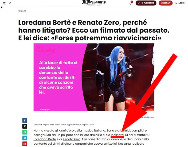 Il Messaggero, amicizia inclinata