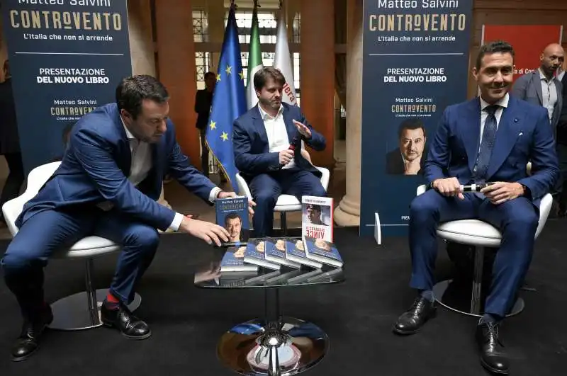  matteo salvini   giovanni sallusti   roberto  vannacci    presentazione del libro controvento   