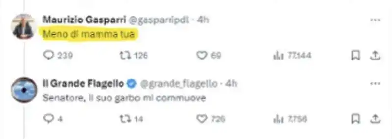 MAURIZIO GASPARRI RISPONDE AL GRANDE FLAGELLO