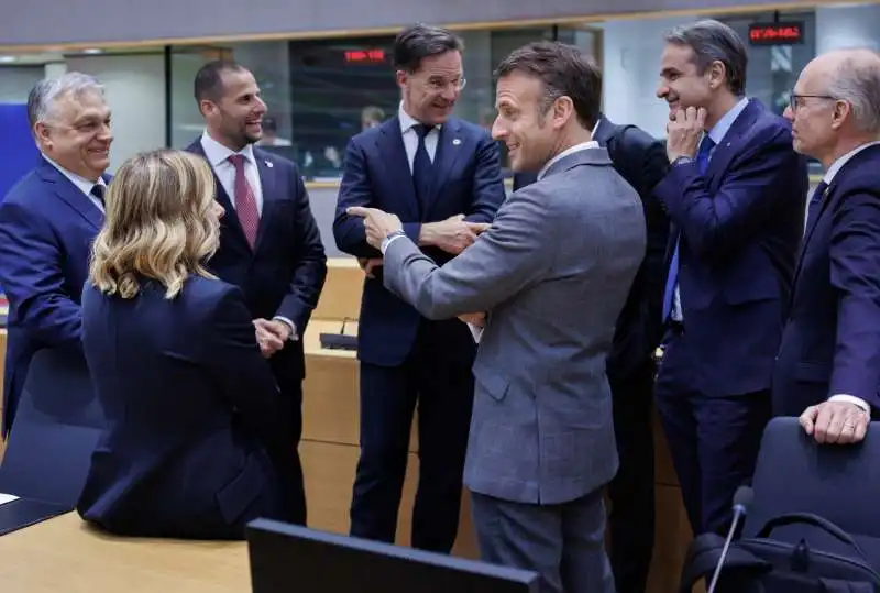 viktor orban, giorgia meloni, robert abela, mark rutte, emmanuel macron, kyriakos mitsotakis, luc frieden 