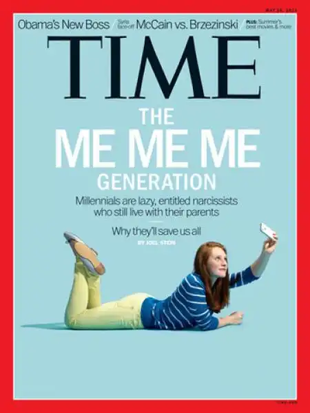 COPERTINA DI TIME SUI MILLENNIALS LA GENERAZIONE IO IO IO 