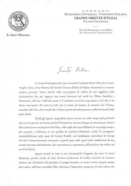 LETTERA DI ODDI E GAITO A PAPA GIOVANNI PAOLO DI 