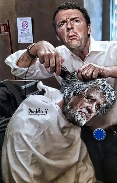 RENZI E GRILLO BARBIERE 