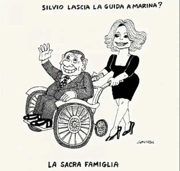 VIGNETTA GIANNELLI SILVIO BERLUSCONI E MARINA SACRA FAMIGLIA 