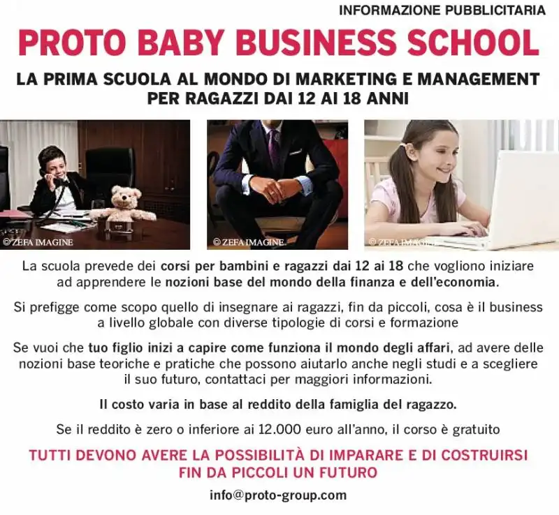 ALESSANDRO PROTO E LA SUA BABY BUSINESS SCHOOL