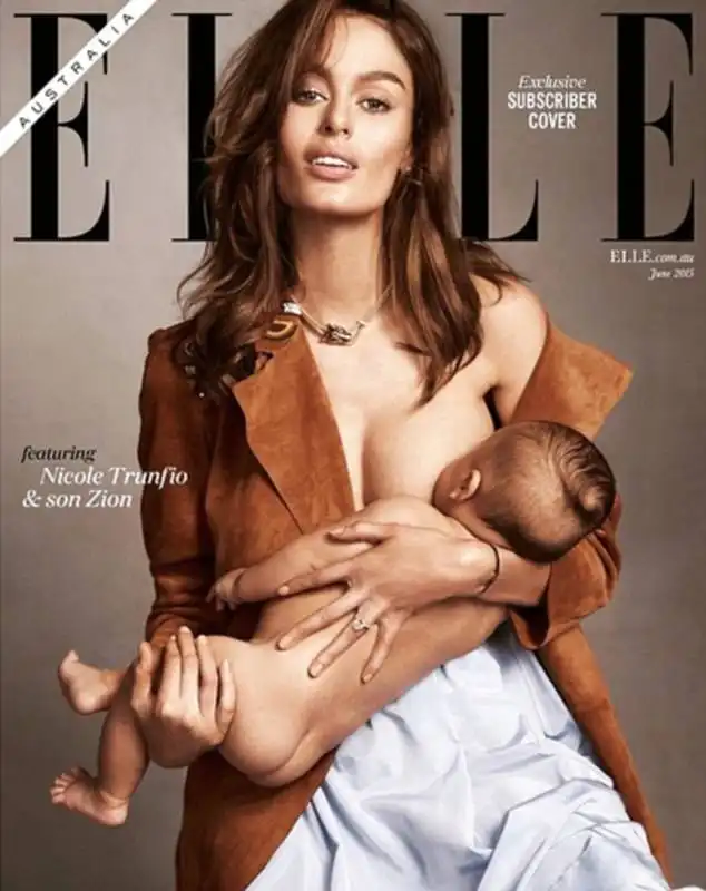 nicole trunfio allatta il figlio nel numero in abbonamento