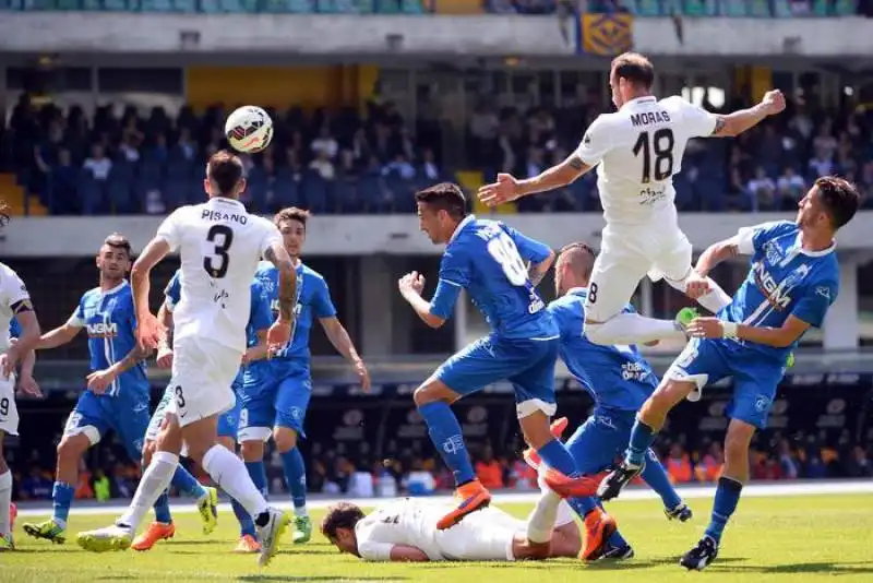 verona empoli 2 1, il gol di moras