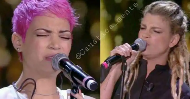 emma marrone ed elody cantano con la stessa faccia