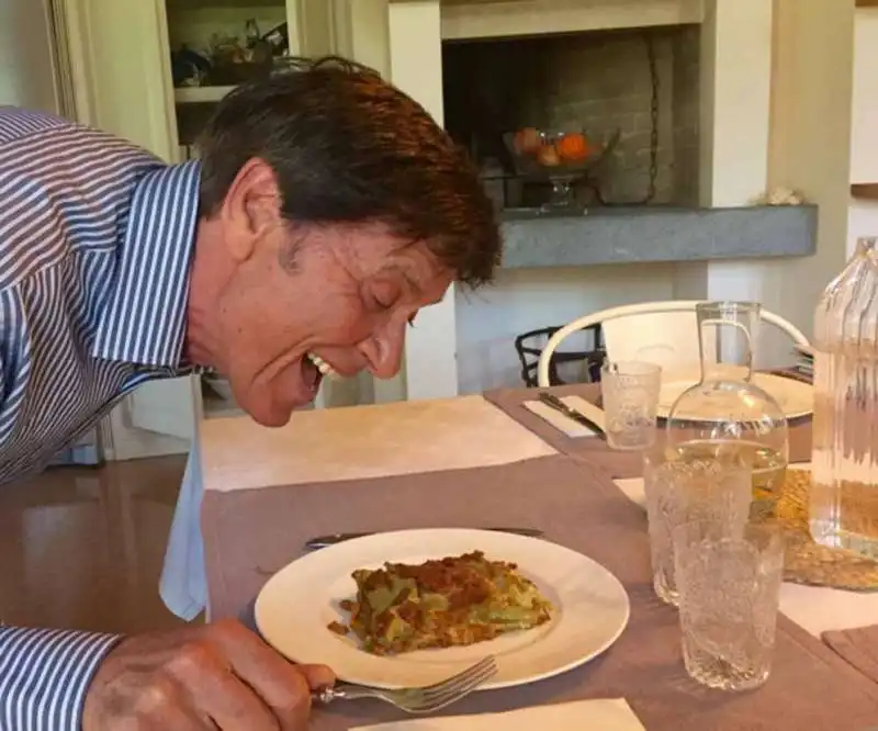 gianni morandi parla con il cibo