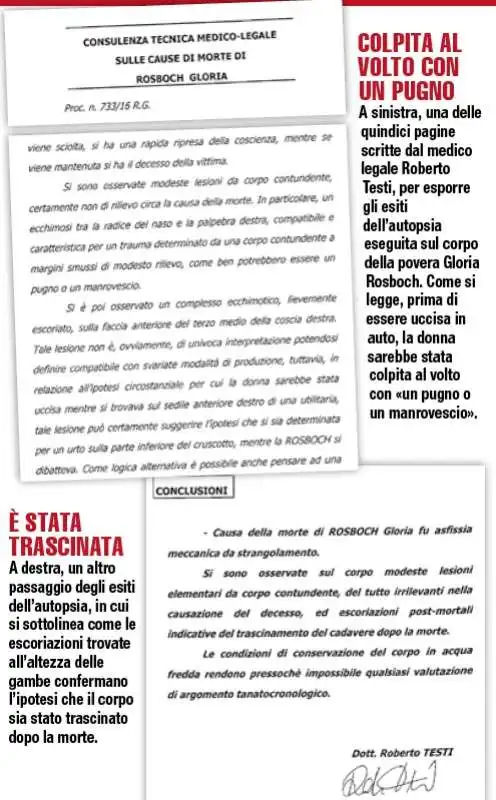 REFERTO MEDICO SULLA MORTE DI GLORIA ROSBOCH