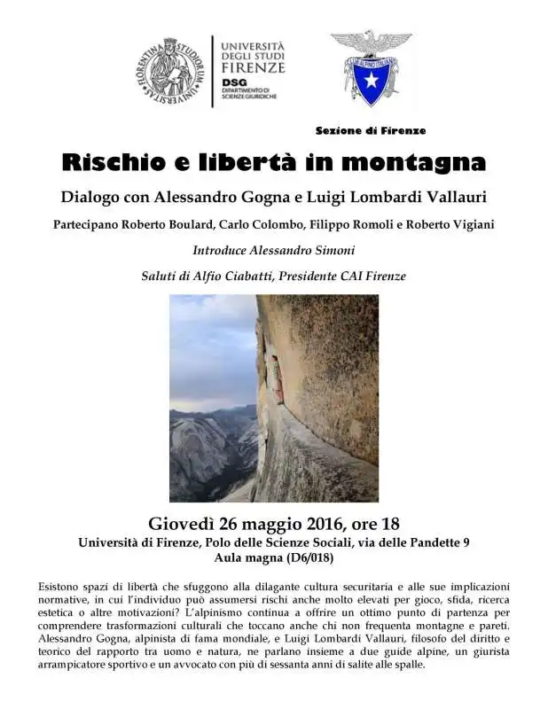 RISCHIO E LIBERTA IN MONTAGNA UNIVERSITA DI FIRENZE