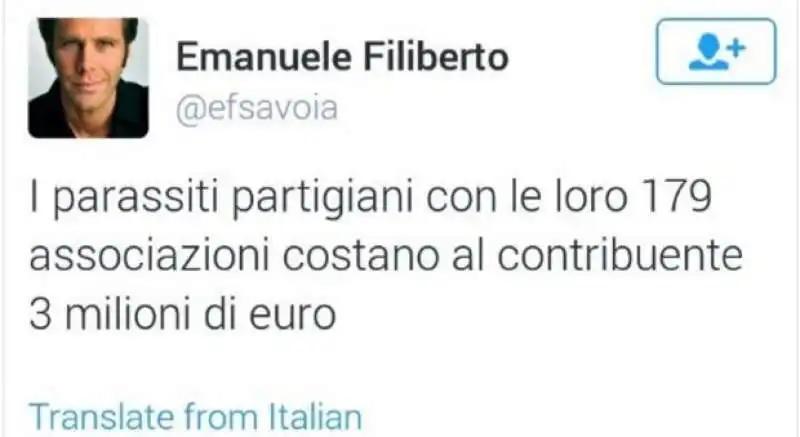 TWEET EMANUELE FILIBERTO