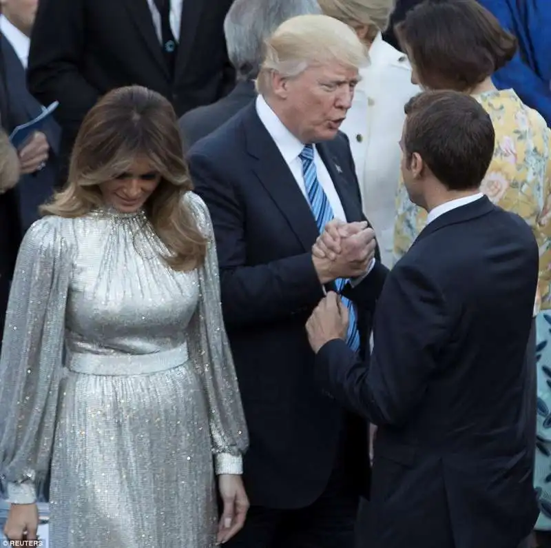 donald e melania trump con macron a taormina 