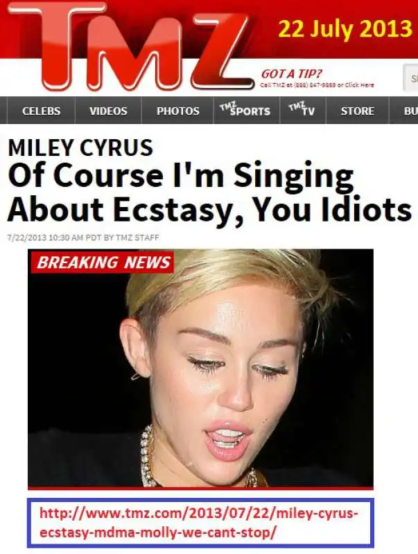 miley cyrus canta sull ecstasy