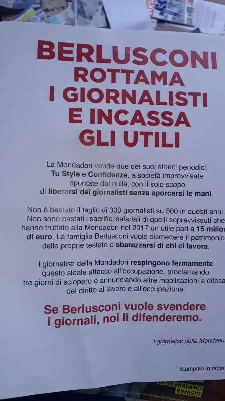 LA PROTESTA DEI GIORNALISTI DELLA MONDADORI