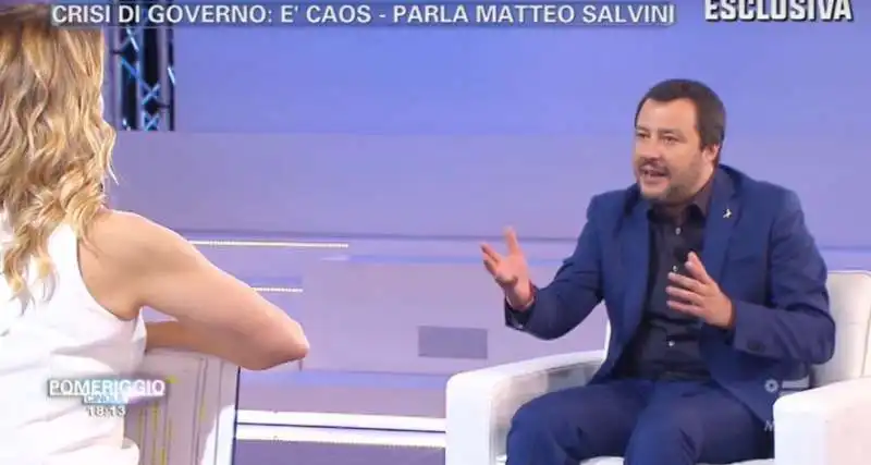 matteo salvini a pomeriggio 5 da barbara d urso