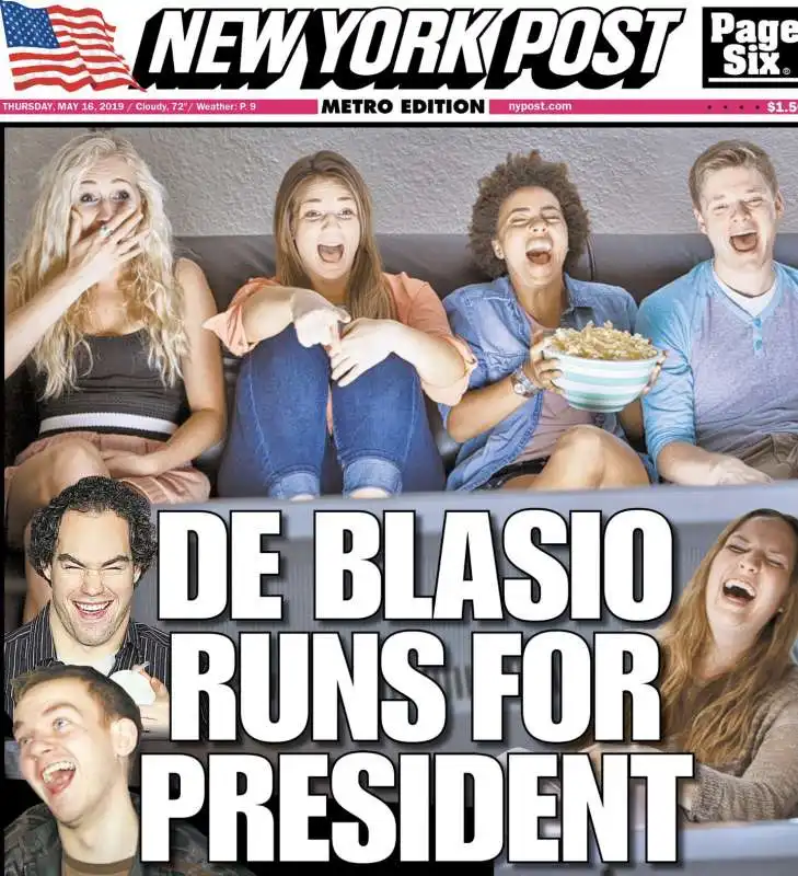 la copertina del new york post sulla candidatura di bill de blasio