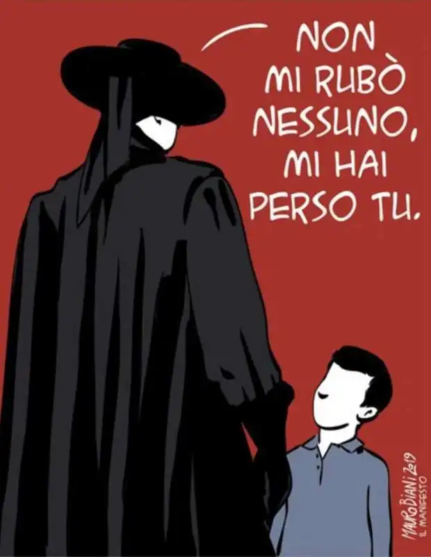 MATTEO SALVINI E IL PUPAZZETTO DI ZORRO BY MAURO BIANI