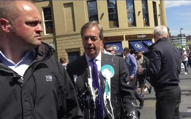 nigel farage colpito da un milkshake 7