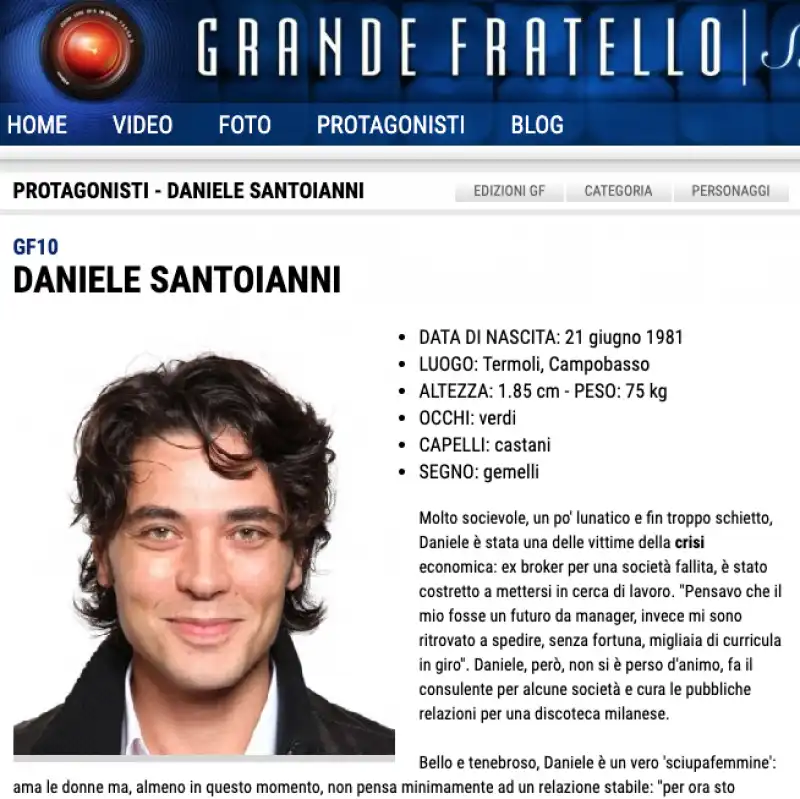 daniele santoianni grande fratello 1