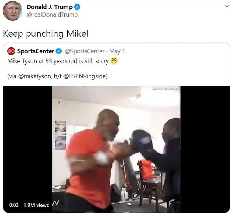 il tweet di donald trump in sostegno di mike tyson