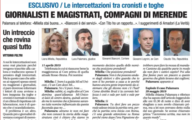 LE INTERCETTAZIONI PALAMARA-GIORNALISTI PUBBLICATE DA LIBERO