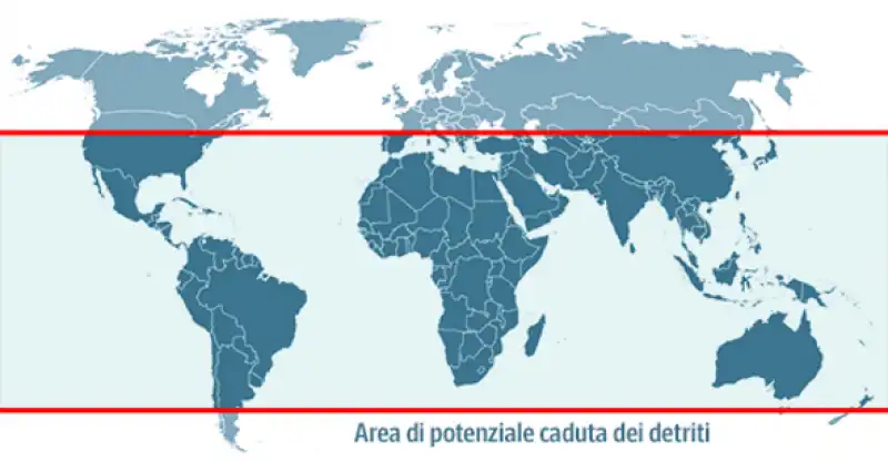 area potenziale caduta relitti lunga marcia