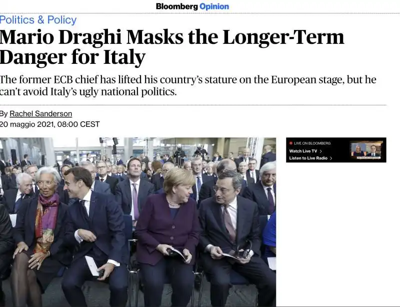 ARTICOLO DI BLOOMBERG SU MARIO DRAGHI