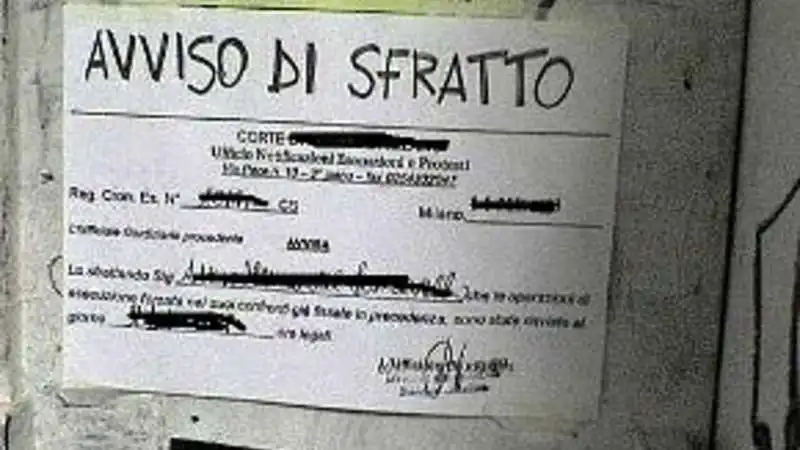 avviso di sfratto