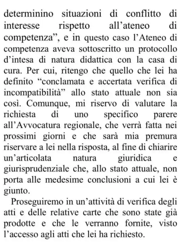 LA RISPOSTA DI DAMATO ALL'INTERROGAZIONE DI AURIGEMMA