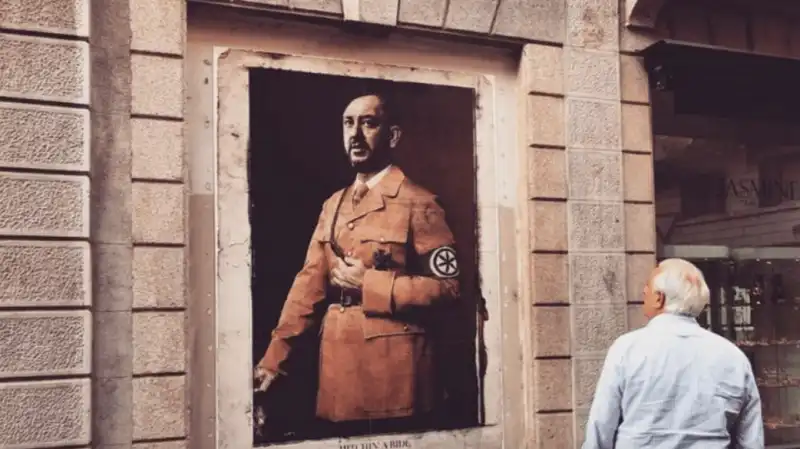 salvini come hitler   il poster di beast a milano