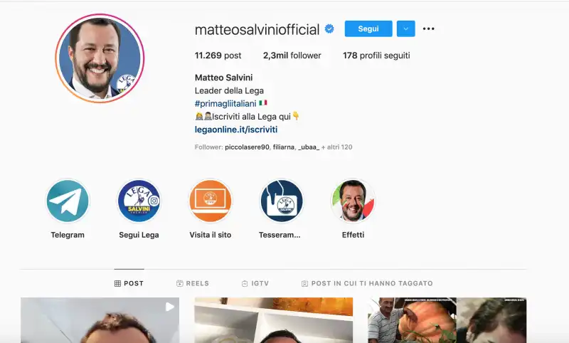 Salvini Instagram