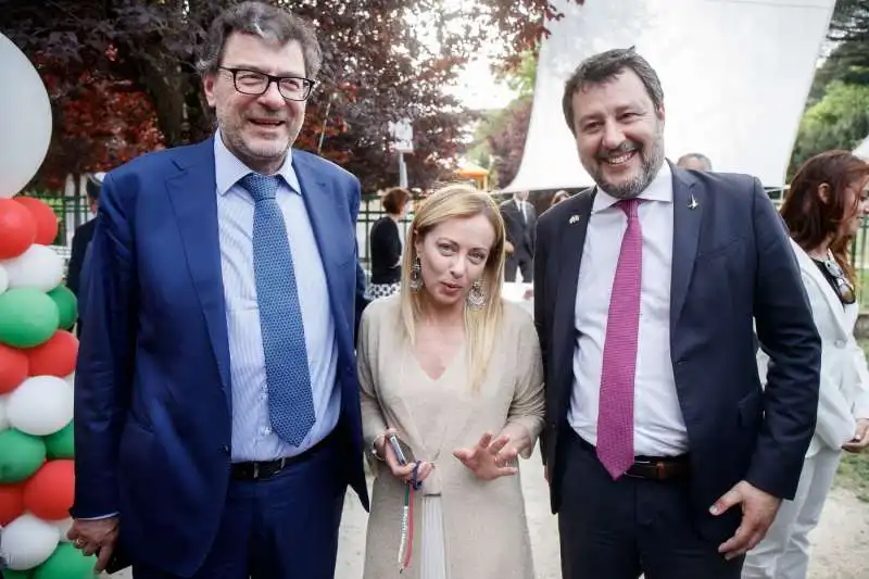 giancarlo giorgetti   giorgia meloni matteo salvini 