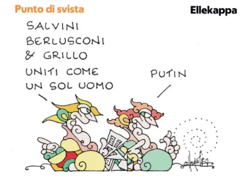 I FILO-PUTINIANI SALVINI, BERLUSCONI E GRILLO - BY ELLEKAPPA 