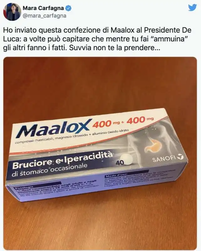 mara carfagna e il maalox per de luca