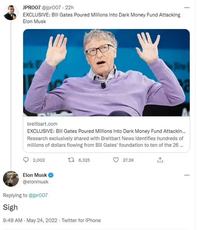 Tweet di Elon Musk