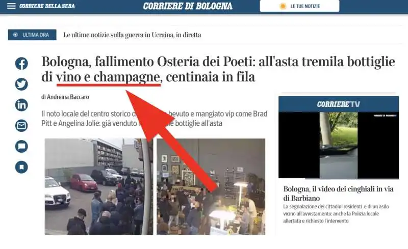 Corriere di Bologna, vino e champagne 