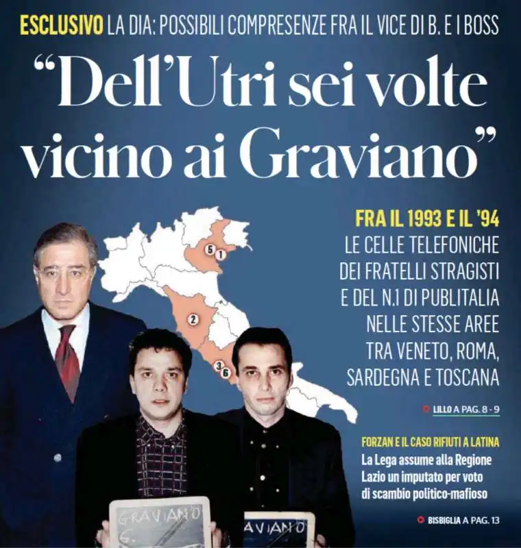 DELL UTRI E I FRATELLI GRAVIANO NELLE STESSE ZONE - PRIMA PAGINA FATTO QUOTIDIANO 5 MAGGIO 2023 