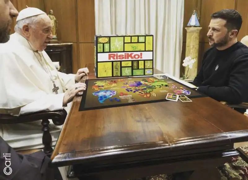 IL RISIKO DI BERGOGLIO CON ZELENSKY - MEME BY EMILIANO CARLI 