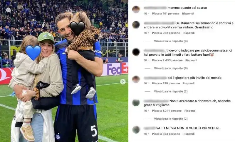 insulti sotto la foto pubblicata da roberto gagliardini 