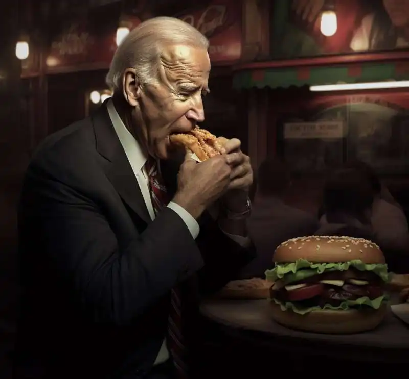 JOE BIDEN MANGIA SCHIFEZZE - IMMAGINE CREATA CON MIDJOURNEY